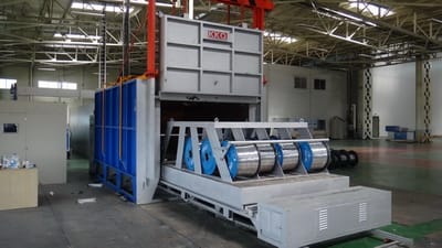 出口韓國(guó)150KW臺(tái)車(chē)式鋁合金時(shí)效爐調(diào)試完成開(kāi)始投產(chǎn)
